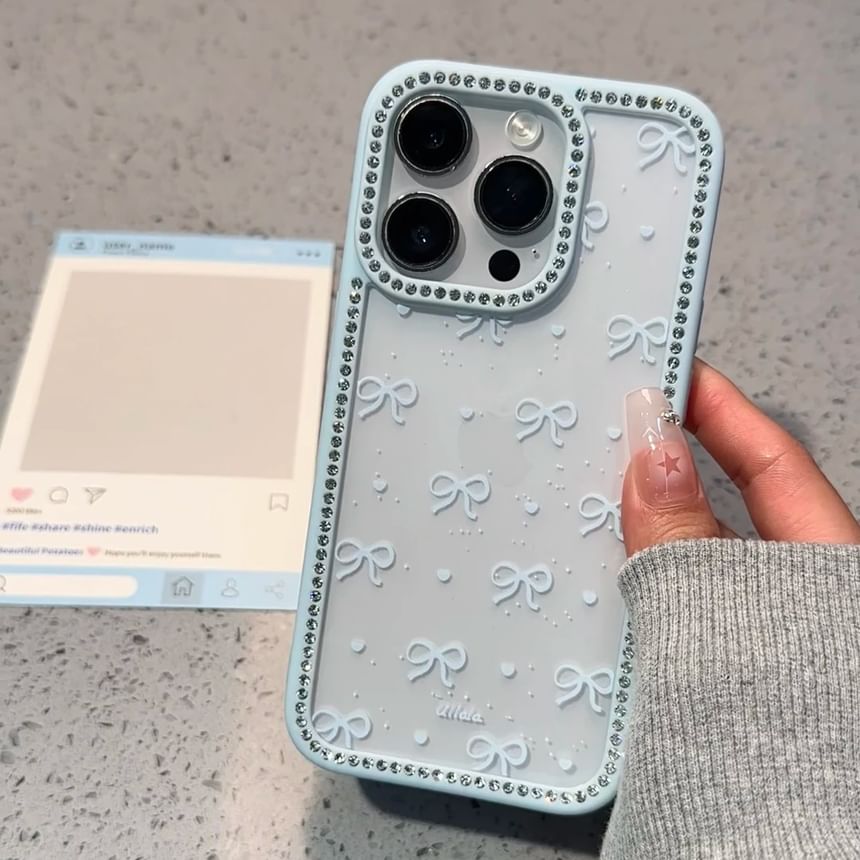 Case Bow Rhinestone Phone Print