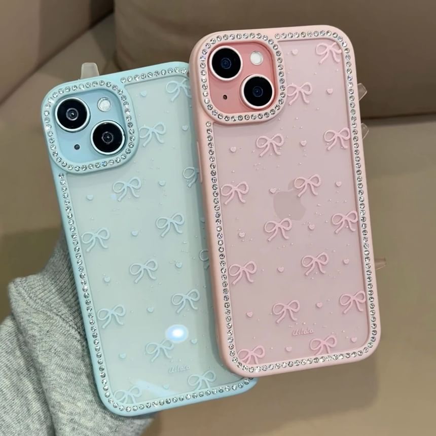 Case Bow Rhinestone Phone Print