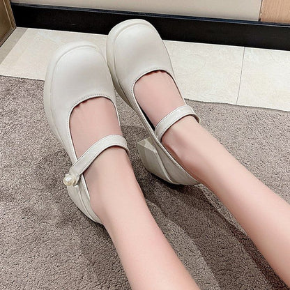 Block Mary Platform Pumps Heel Jane