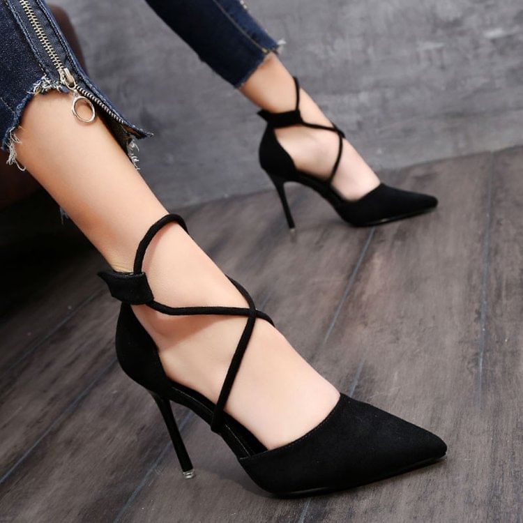 Stiletto Strapped Pointed Pumps Toe