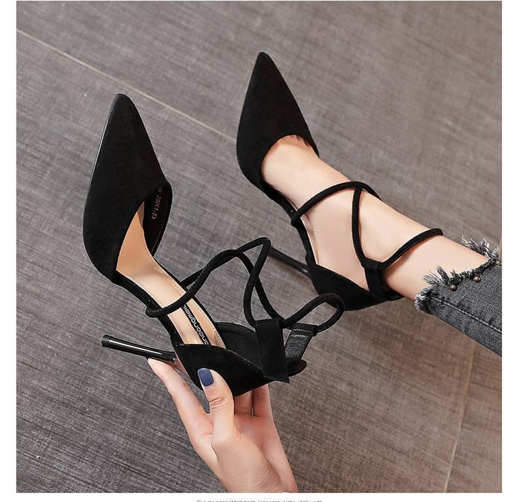 Stiletto Strapped Pointed Pumps Toe