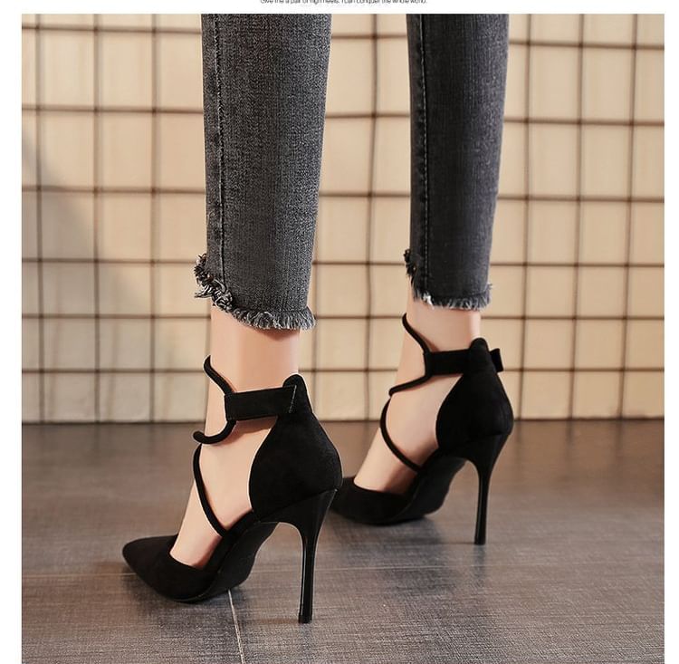 Stiletto Strapped Pointed Pumps Toe
