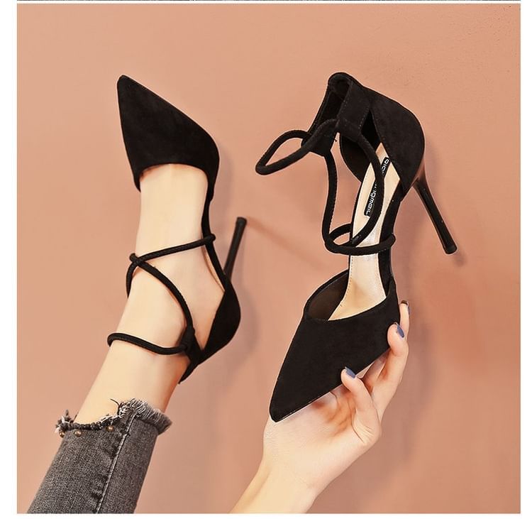 Stiletto Strapped Pointed Pumps Toe