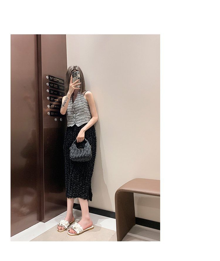 Ruffle Faux Pearl Sandals Slide