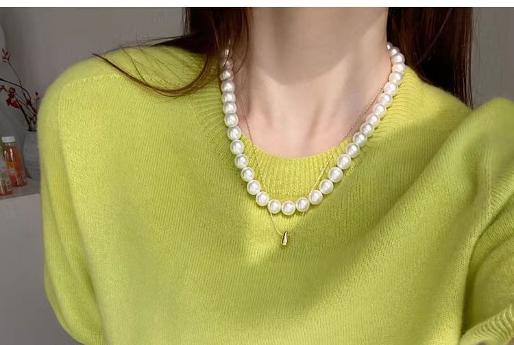 Gradient Top Short-Sleeve Crew Neck Knit