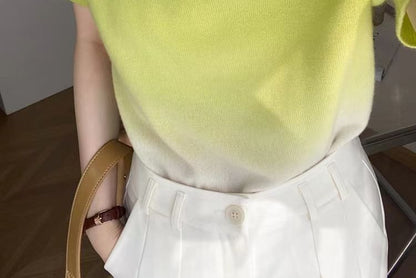 Knit Gradient Top Short-Sleeve Neck Crew