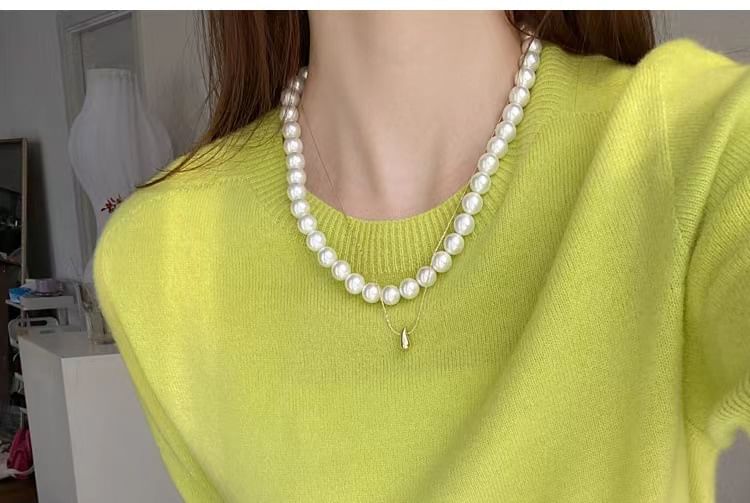 Knit Gradient Top Short-Sleeve Neck Crew