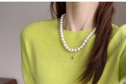 Knit Gradient Top Short-Sleeve Neck Crew