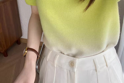 Gradient Top Short-Sleeve Crew Neck Knit