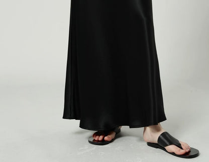 Skirt Maxi Waist A-Line High Plain Satin