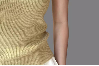 Top Knit Tank Scoop Plain Neck