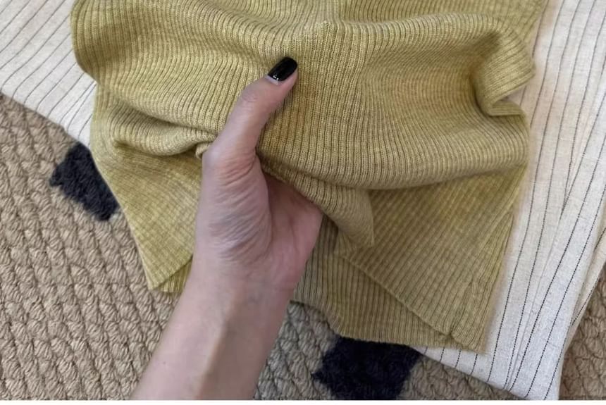 Scoop Knit Neck Top Tank Plain