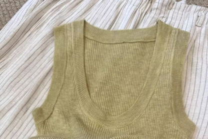 Scoop Knit Neck Top Tank Plain