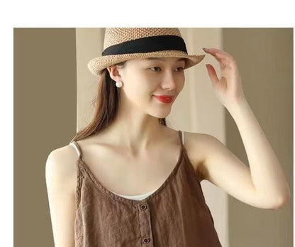 Plain Scoop Camisole Top Buttoned Neck