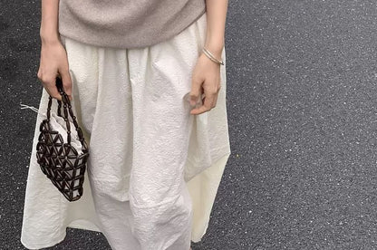 Off-Shoulder Knit Plain Top Short-Sleeve