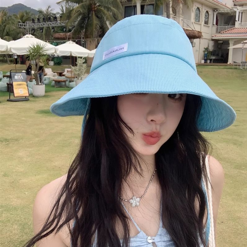 Hat Applique Lettering Striped Sun