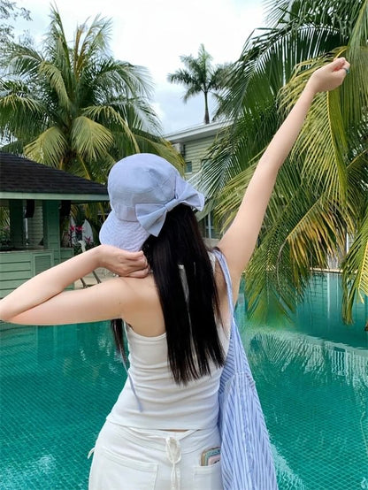 Hat Applique Lettering Striped Sun