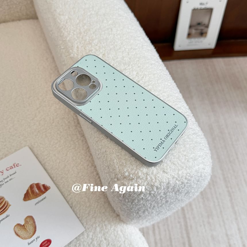 Dotted iPhone Case / Bow Heart Metal Bead Phone Strap / Set