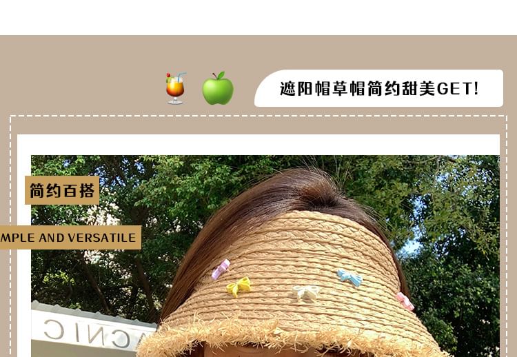 Sun Hat Straw Fringed Bow