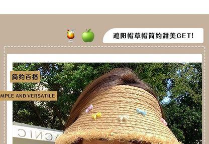 Sun Hat Straw Fringed Bow