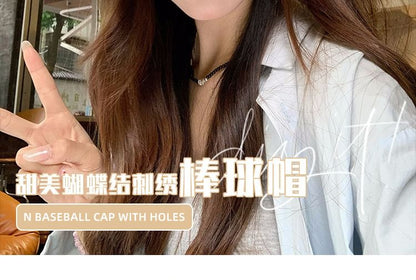 Cap Bow Baseball Embroidered