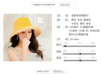 Double Hat Sun Plaid Side Plain