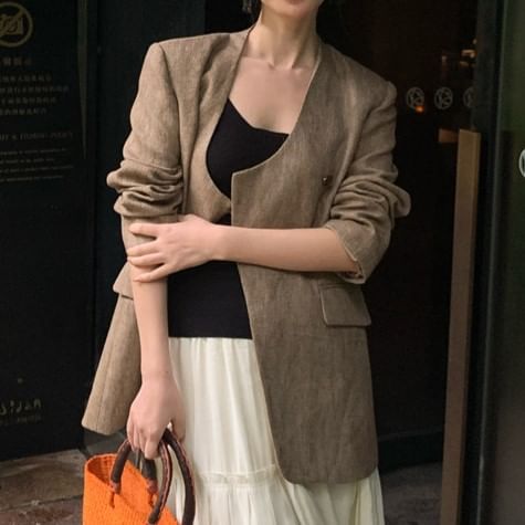 Strap Neck Camisole Scoop Top Spaghetti Plain