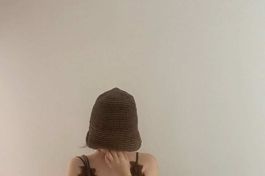 V-Neck Spaghetti Strap Cami Top Lace Plain