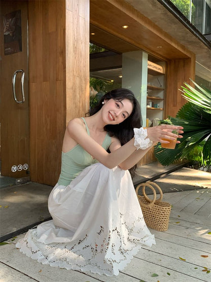 Strap Top Tie Neck Plain Camisole V-Neck Spaghetti