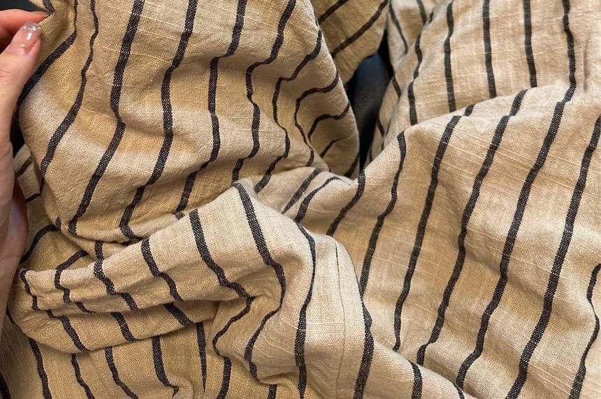 Wide Striped Pants Plain Leg High Waist