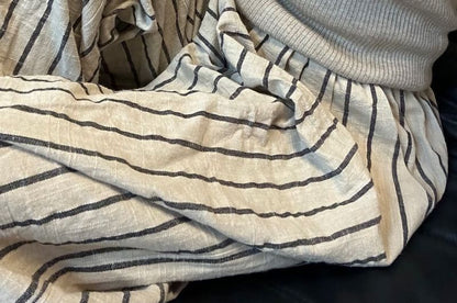 Wide Striped Pants Plain Leg High Waist