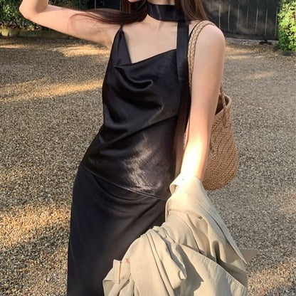 Strap Neck Plain Cowl Top Spaghetti Camisole