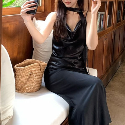 Strap Neck Plain Cowl Top Spaghetti Camisole