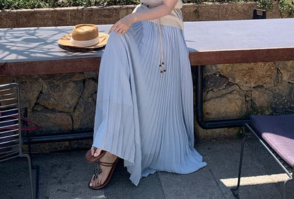 Ribbed Neck Plain Top Knit Sleeveless Crew