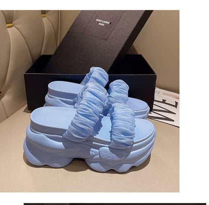 Ruched Slide Platform Sandals