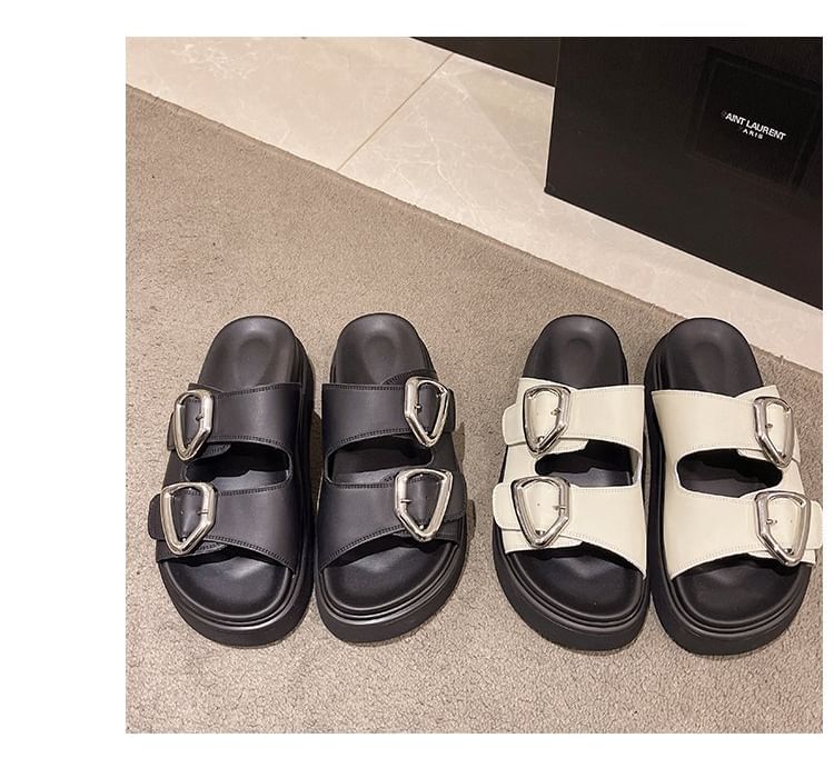 Buckled Platform Sandals Slide