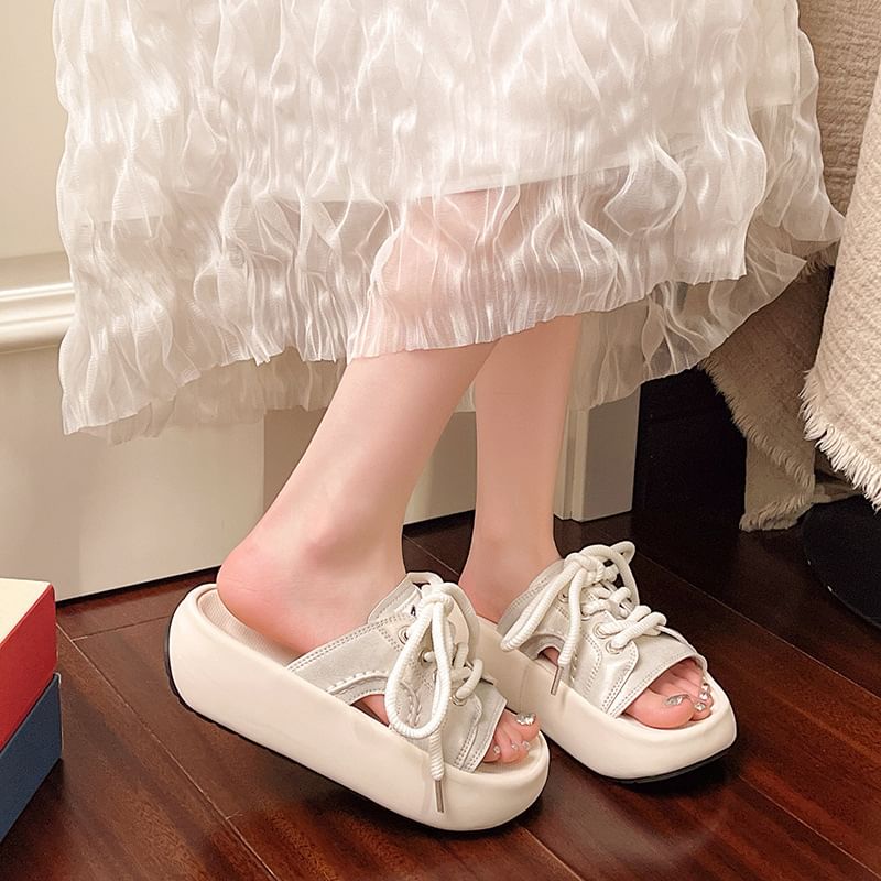 Sandals Slide Lace-Up Platform