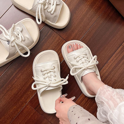 Sandals Slide Lace-Up Platform