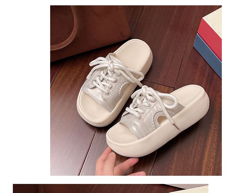 Sandals Slide Lace-Up Platform