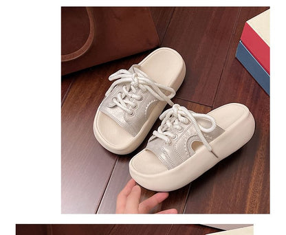 Sandals Slide Lace-Up Platform