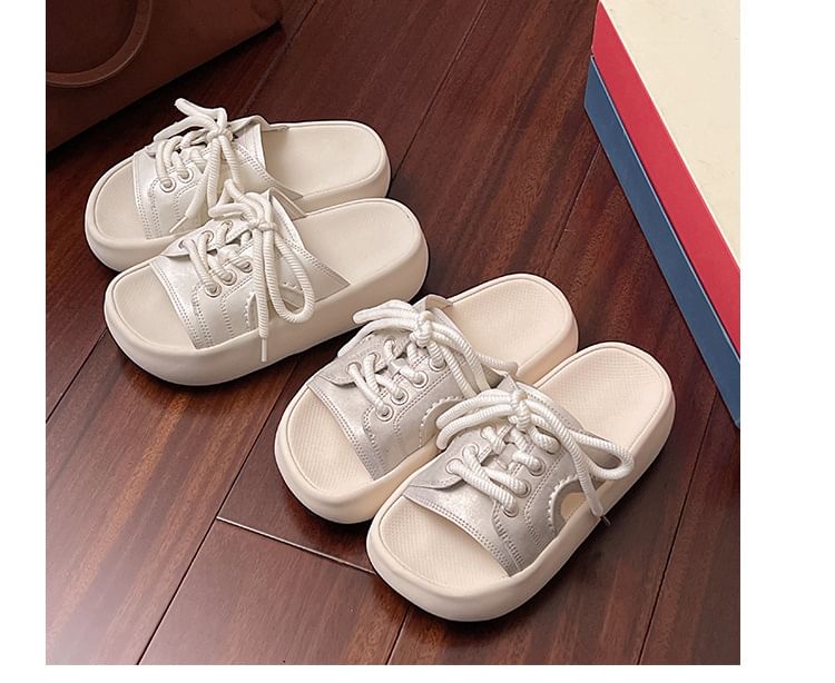 Sandals Slide Lace-Up Platform