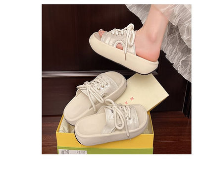 Sandals Slide Lace-Up Platform