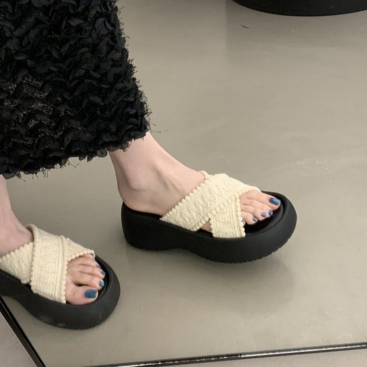 Cross Platform Strap Sandals Slide