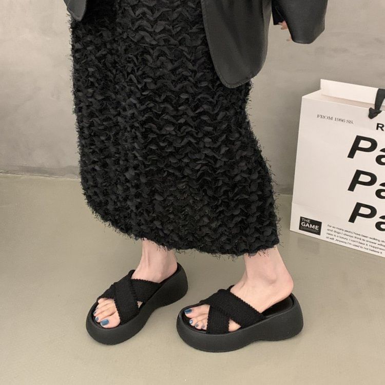 Cross Platform Strap Sandals Slide