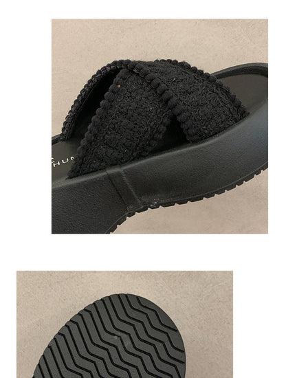 Cross Platform Strap Sandals Slide