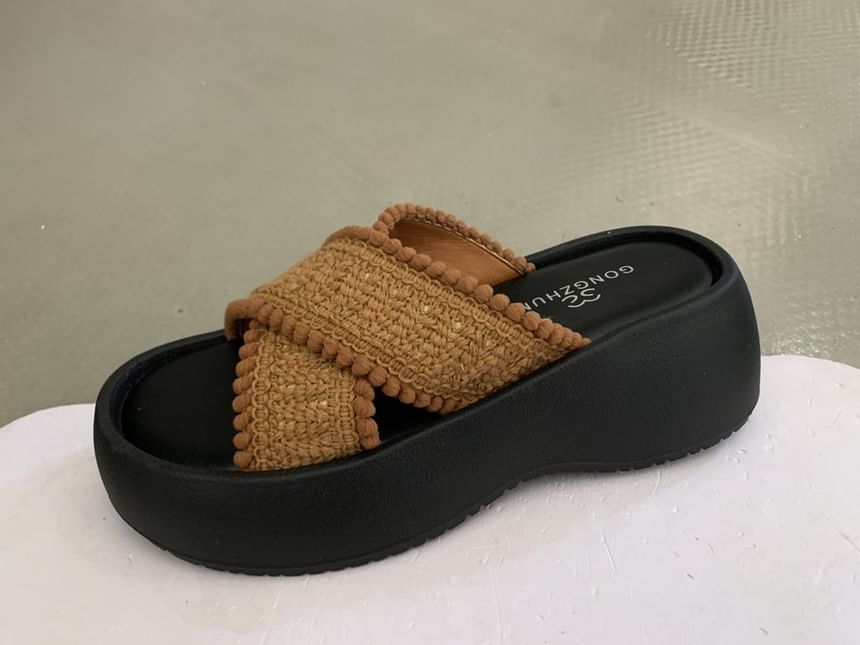 Cross Platform Strap Sandals Slide