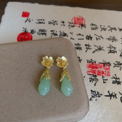 Floral Faux Earring Drop Jade