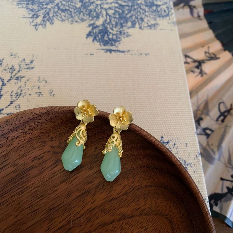 Floral Faux Earring Drop Jade