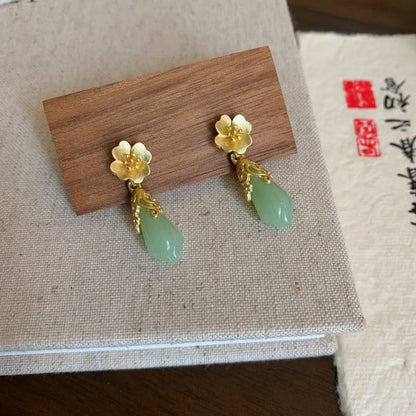 Floral Faux Earring Drop Jade