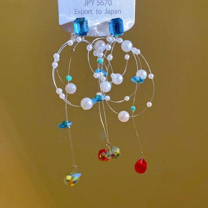 Earring Rhinestone Drop Pearl Faux